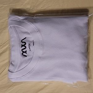 Men's White T-Shirt Sz Large Short Sleeve Waffle Knit Organic Cotton Essentials